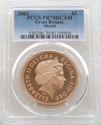 2002 Golden Jubilee £5 Sovereign Gold Proof Coin PCGS PR70 DCAM