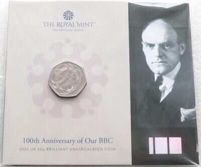 2022 BBC 100th Anniversary 50p Brilliant Uncirculated Coin Pack Sealed