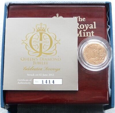 2012 Struck on the Day Diamond Jubilee Full Sovereign Gold Coin Box Coa