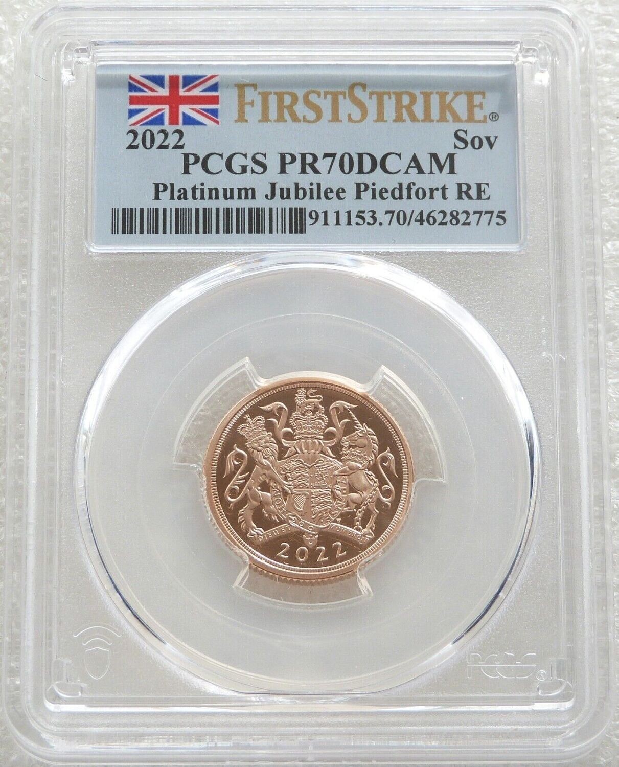 2022 Platinum Jubilee Piedfort Sovereign Gold Proof Coin PCGS PR70 DCAM First Strike