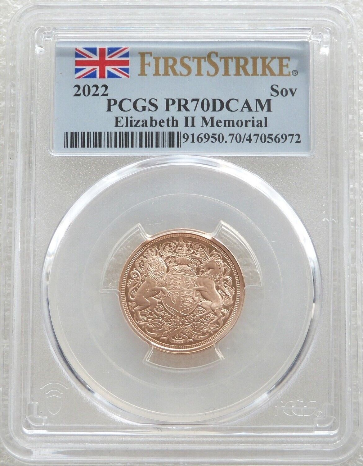 2022 Memorial Full Sovereign Gold Proof Coin PCGS PR70 DCAM First Strike