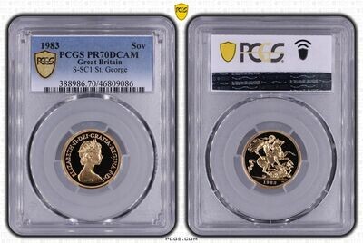 1983 St George and the Dragon Full Sovereign Gold Proof Coin PCGS PR70 DCAM