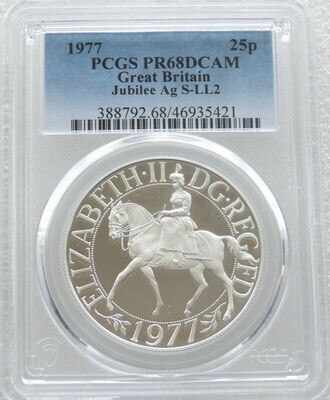 1977 Silver Jubilee 25p Silver Proof Crown Coin PCGS PR68 DCAM