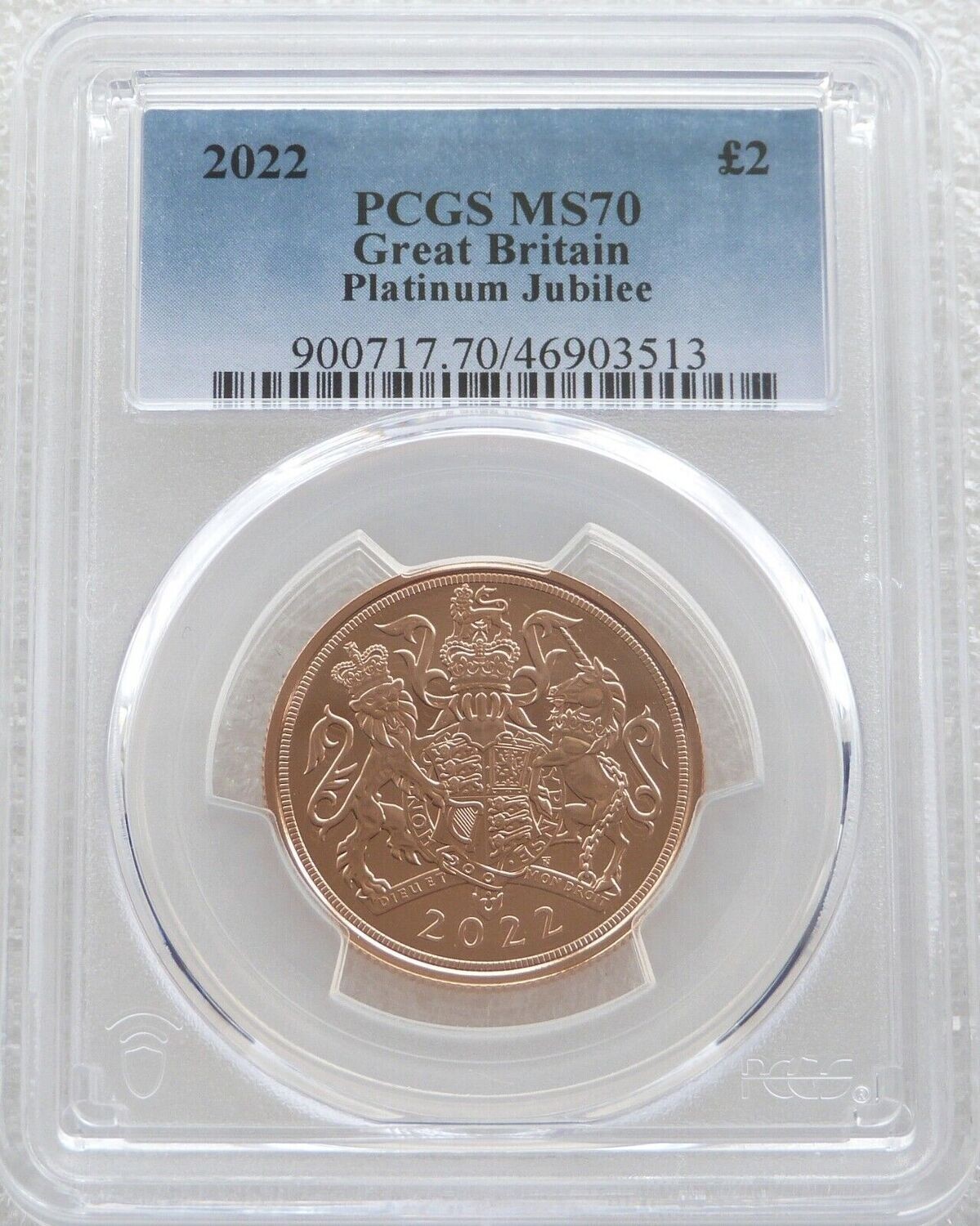 2022 Platinum Jubilee £2 Double Sovereign Gold Coin PCGS MS70