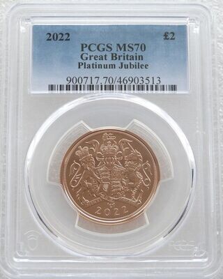 2022 Platinum Jubilee £2 Double Sovereign Gold Coin PCGS MS70