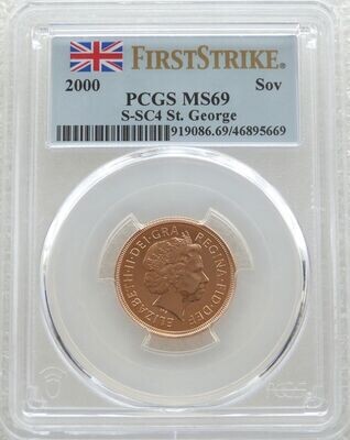 2000 St George and the Dragon Full Sovereign Gold Coin PCGS MS69 First Strike