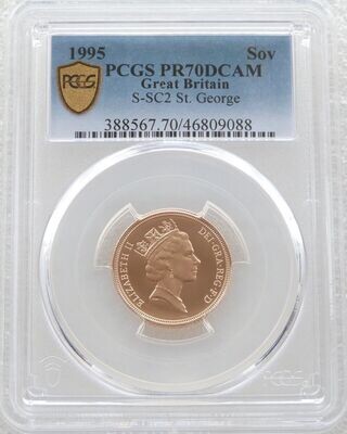 1995 St George and the Dragon Full Sovereign Gold Proof Coin PCGS PR70 DCAM
