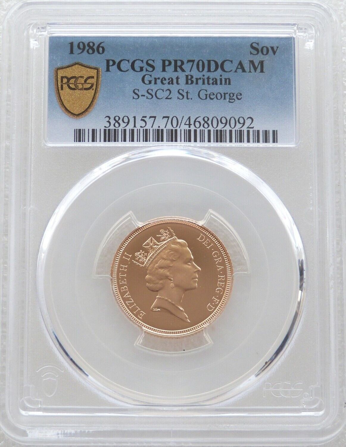 1986 St George and the Dragon Full Sovereign Gold Proof Coin PCGS PR70 DCAM