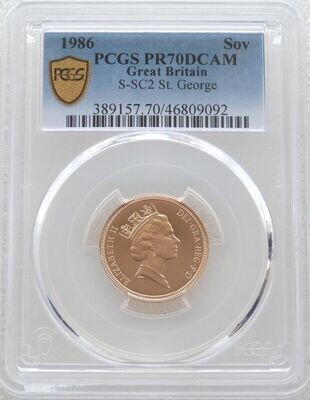 1986 St George and the Dragon Full Sovereign Gold Proof Coin PCGS PR70 DCAM