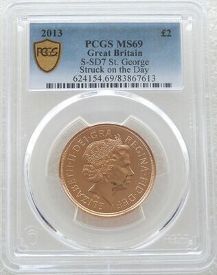 2013 Struck on the Day Queens Coronation £2 Double Sovereign Gold Coin PCGS MS69 - Mintage 124