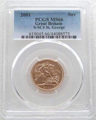 2001 St George and the Dragon Full Sovereign Gold Coin PCGS MS66