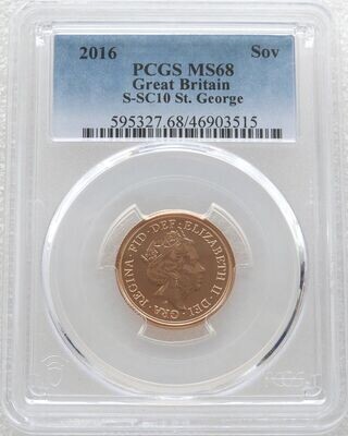 2016 St George and the Dragon Full Sovereign Gold Coin PCGS MS68