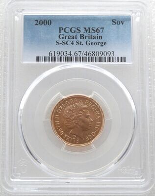 2000 St George and the Dragon Full Sovereign Gold Coin PCGS MS67