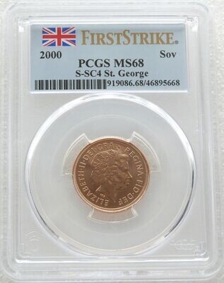 2000 St George and the Dragon Full Sovereign Gold Coin PCGS MS68 First Strike