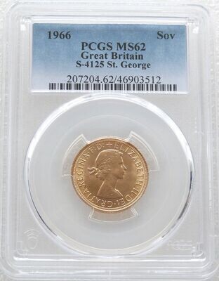 1966 St George and the Dragon Full Sovereign Gold Coin PCGS MS62