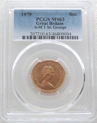 1979 St George and the Dragon Full Sovereign Gold Coin PCGS MS63