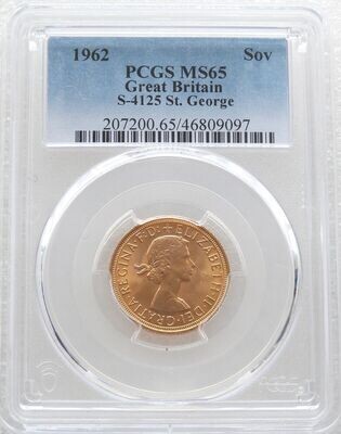 1962 St George and the Dragon Full Sovereign Gold Coin PCGS MS65