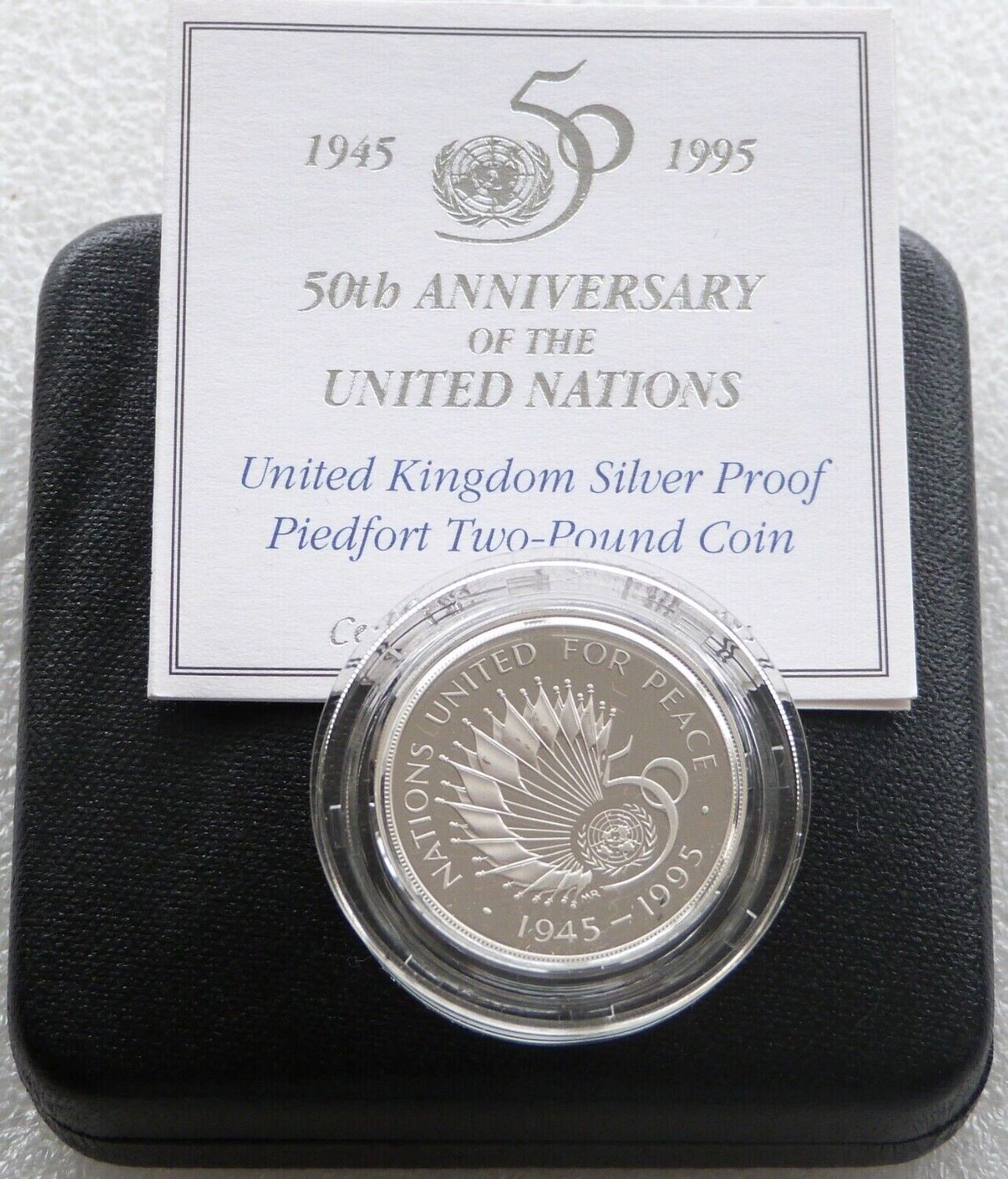 1995 United Nations Piedfort £2 Silver Proof Coin Box Coa