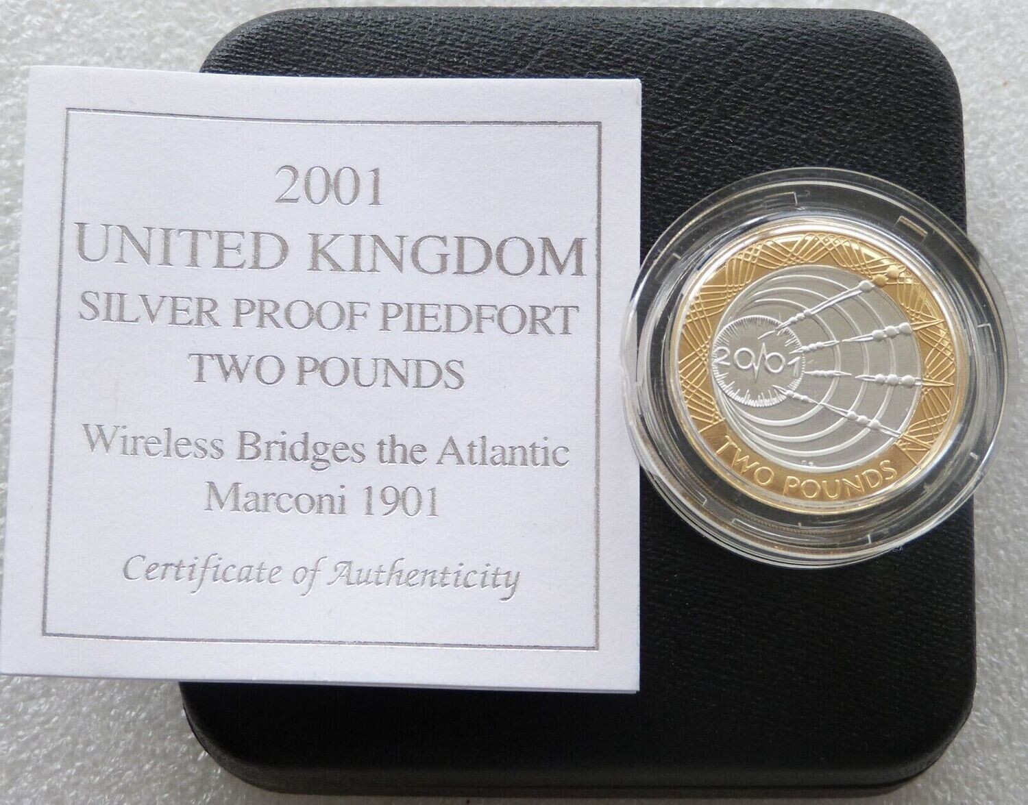 2001 Marconi Piedfort £2 Silver Proof Coin Box Coa