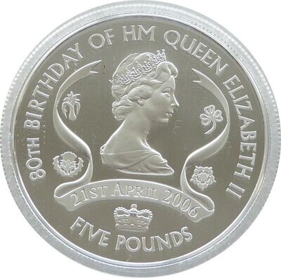 2006 Jersey Queens 80th Birthday Machin £5 Silver Gold Proof Coin