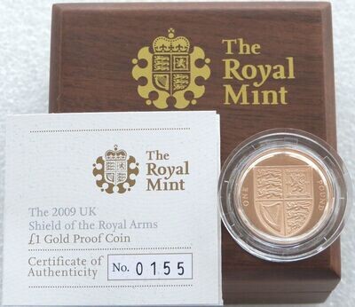 2009 Royal Shield of Arms £1 Gold Proof Coin Box Coa
