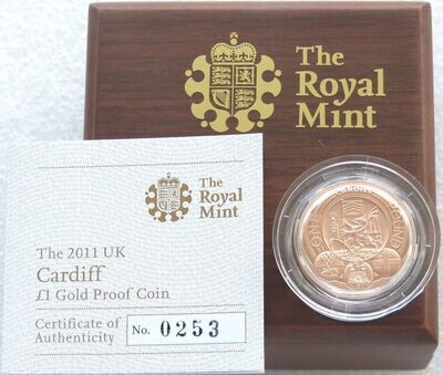 2011 Capital Cities of the UK Cardiff £1 Gold Proof Coin Box Coa