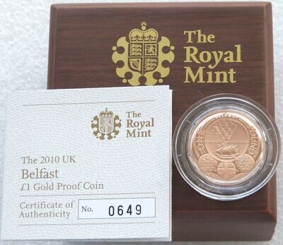 2010 Capital Cities of the UK Belfast £1 Gold Proof Coin Box Coa