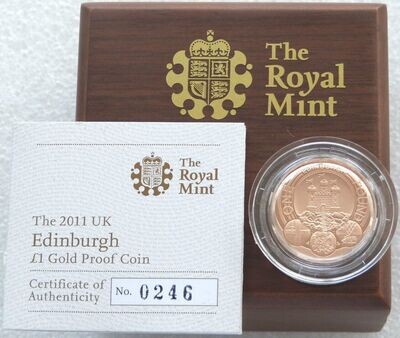 2011 Capital Cities of the UK Edinburgh £1 Gold Proof Coin Box Coa