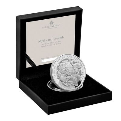 2023 Myths and Legends Merlin £2 Two Pound Silver Proof 1oz Coin Box Coa