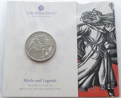 2023 Myths and Legends Merlin £5 Brilliant Uncirculated Coin Pack Sealed