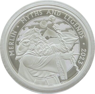 2023 Myths and Legends Merlin £5 Silver Proof 2oz Coin Box Coa