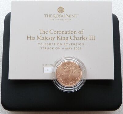 2023 Struck on the Day King Charles III Coronation Full Sovereign Gold Coin Box Coa