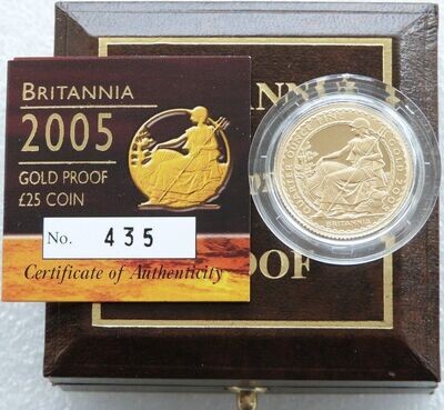2005 Britannia £25 Gold Proof 1/4oz Coin Box Coa
