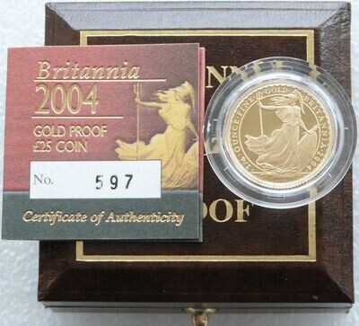 2004 Britannia £25 Gold Proof 1/4oz Coin Box Coa