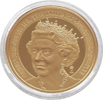 2022 New Zealand Platinum Jubilee $10 Gold Proof 1/4oz Coin Box Coa