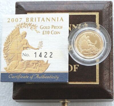 2007 Britannia £10 Gold Proof 1/10oz Coin Box Coa