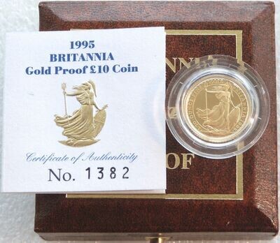 1995 Britannia £10 Gold Proof 1/10oz Coin Box Coa
