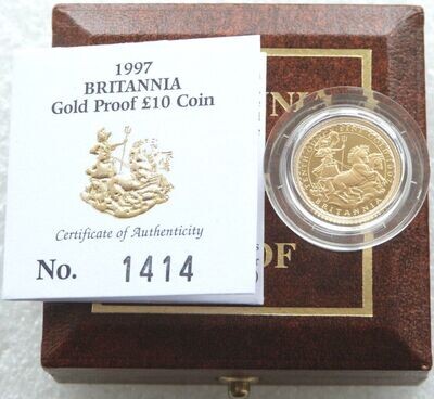1997 Britannia £10 Gold Proof 1/10oz Coin Box Coa