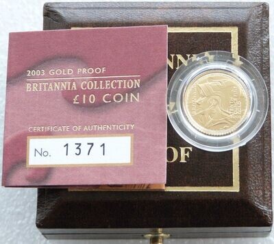 2003 Britannia £10 Gold Proof 1/10oz Coin Box Coa