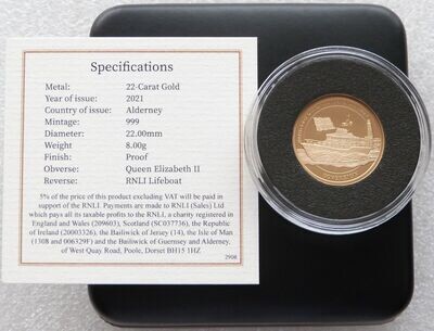 2021 Alderney Royal National Lifeboat Institution RNLI Full Sovereign Gold Proof Coin Box Coa
