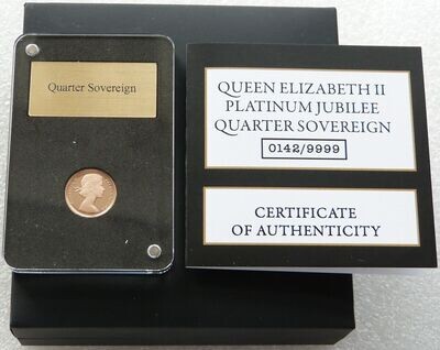 2022 Gibraltar Platinum Jubilee Quarter Sovereign Gold Proof Coin Box Coa