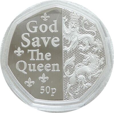 2022 Isle of Man Platinum Jubilee 50p Silver Proof 5oz Coin Box Coa