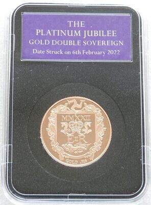 2022 Isle of Man Struck on the Day Platinum Jubilee £2 Double Sovereign Gold Proof Coin Box Coa