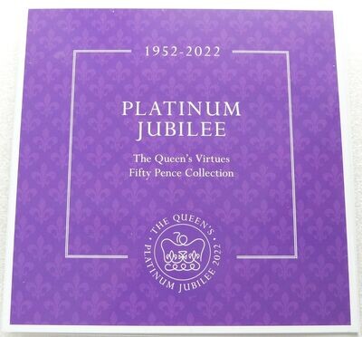 2022 Jersey Platinum Jubilee Queens Virtues 50p Brilliant Uncirculated 5 Coin Set Pack
