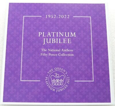 2022 Isle of Man Platinum Jubilee National Anthem 50p Brilliant Uncirculated 5 Coin Set Pack