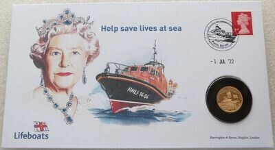2022 Alderney Royal National Lifeboat Institution RNLI Full Sovereign Gold Proof Coin First Day Cover