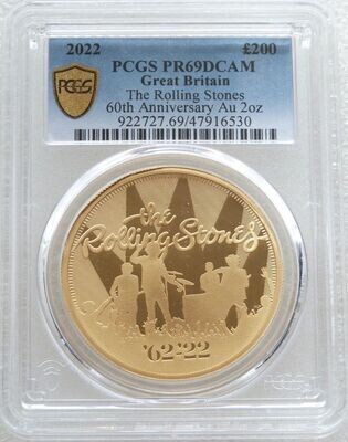 2022 Music Legends The Rolling Stones £200 Gold Proof 2oz Coin PCGS PR69 DCAM