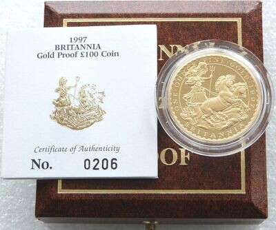 1997 Britannia £100 Gold Proof 1oz Coin Box Coa - Mintage 164