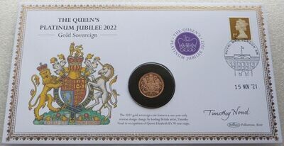2022 Platinum Jubilee Full Sovereign Gold Proof Coin First Day Cover Hand Signed