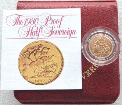1980 St George and the Dragon Half Sovereign Gold Proof Coin Box Coa